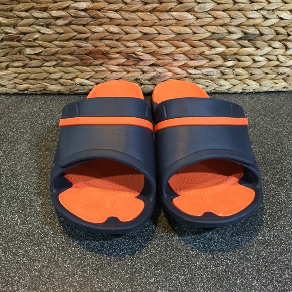 CROCS Navy and Orange Men’s Sandals - Picture 1 of 13
